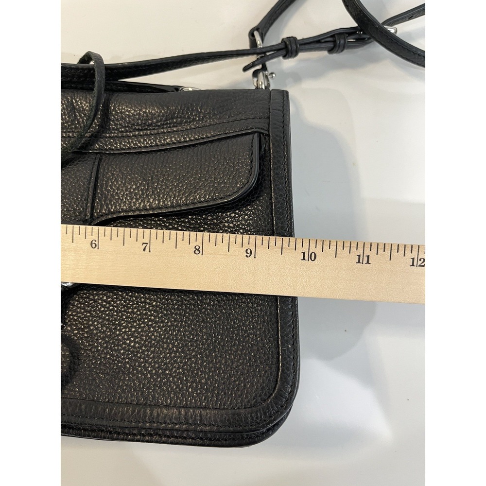 REBECCA MINKOFF Black Pebbled Leather Top Handle‎ Crossbody Bag Minimalist - Picture 5 of 11